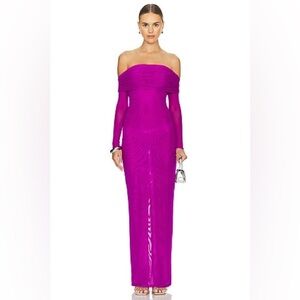 Bronx and Banco Monica Off The Shoulder Gown in Fuchsia